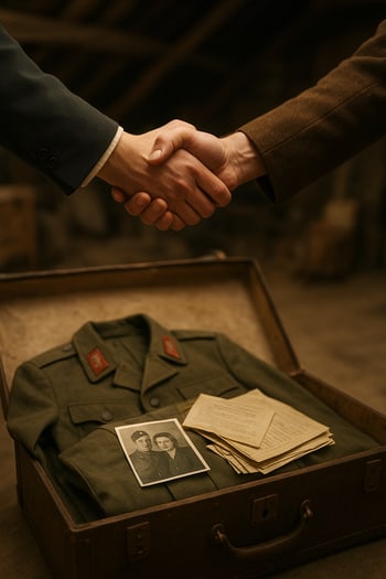 Kézfogás és történelmi tárgyak értékesítése